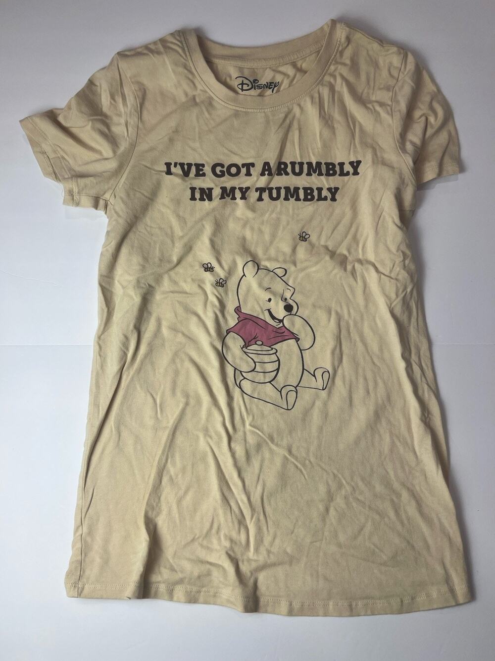 Mad Engine Disney Winnie The Pooh T-Shirt Womens L 12/14 Beige I've Got A Rumbly